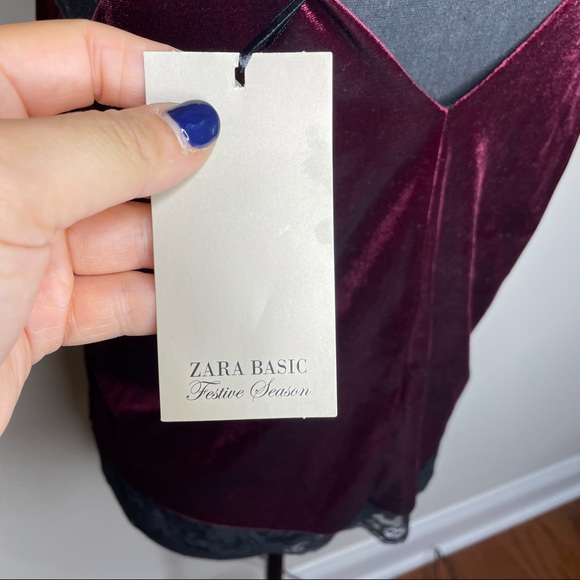 NWT Zara Burgundy Velour Tank Top Size M - Picture 4 of 6
